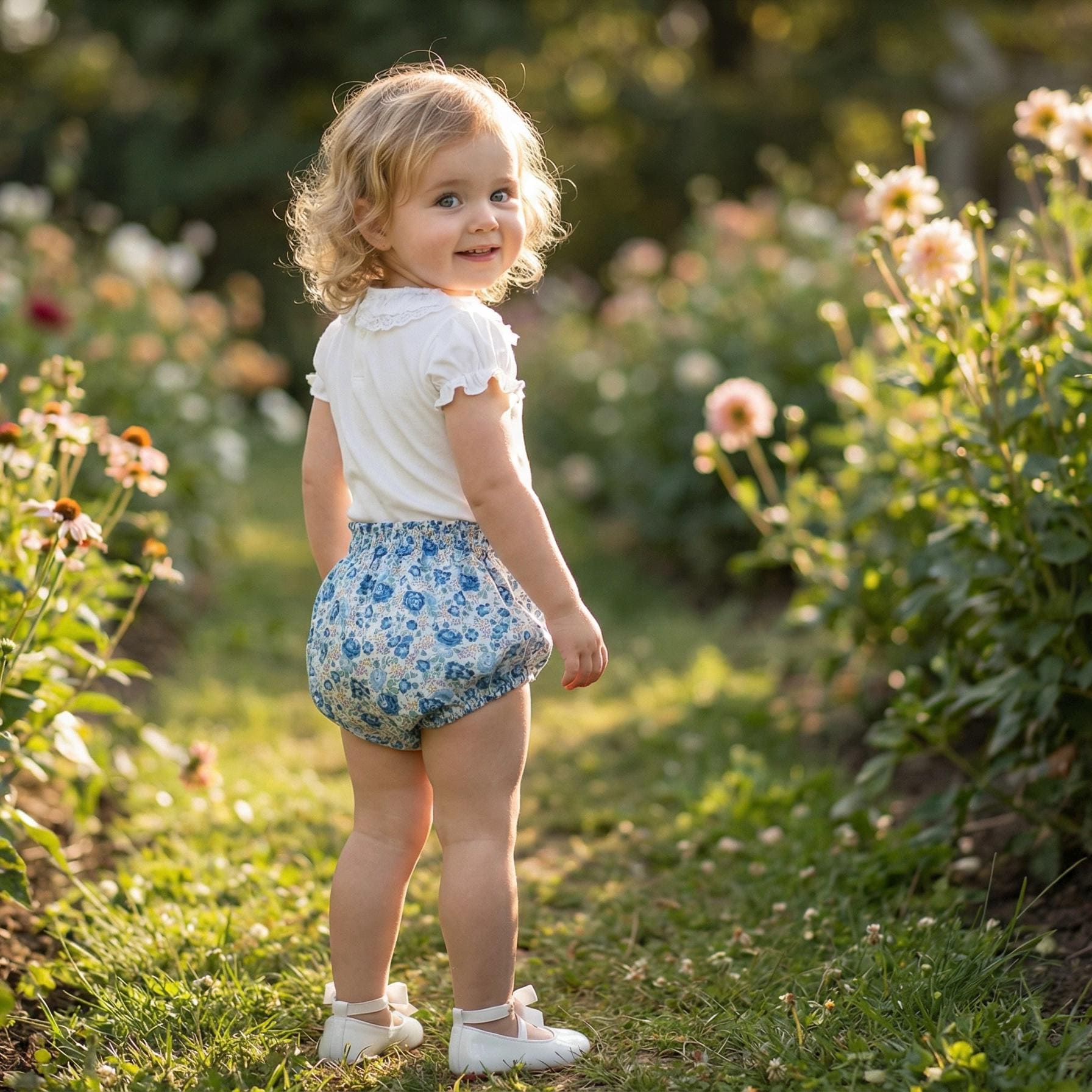 Liberty London Handmade Bloomer, Floral-print Nappy Cover, Sustainable Eco-friendly Children-wear, Personalised Tailoring Cotton Clothing