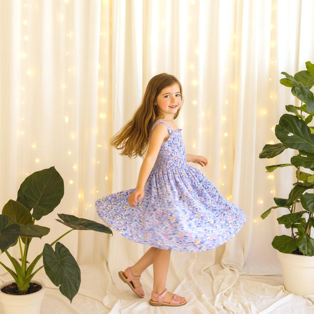 Ruffle Collar Liberty Print Dress Long Sleeve Winter Floral Print