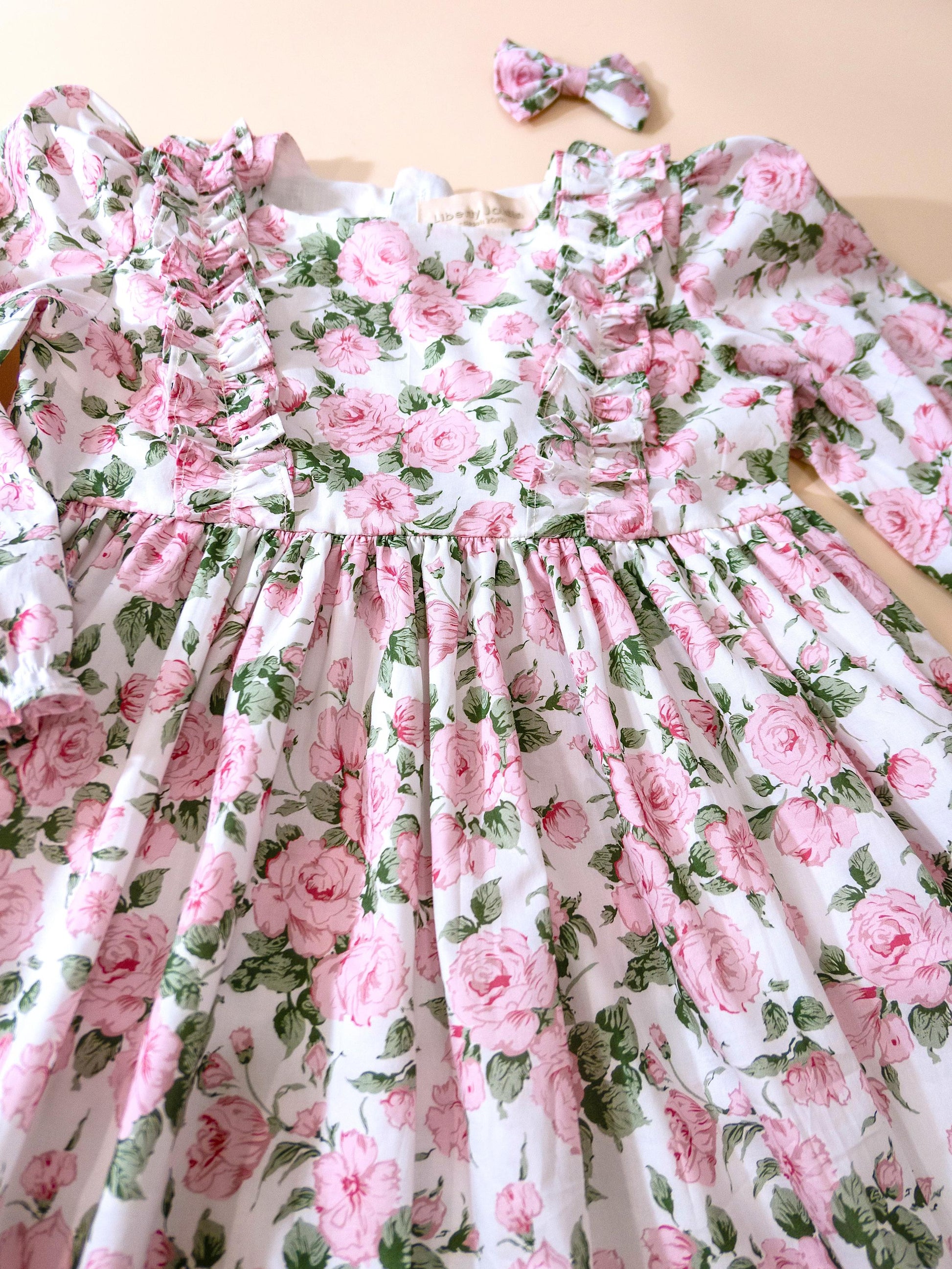 Liberty London Wedding Flower Girl Dress, Handmade Heirloom Children Clothing, Sustainable Tailoring Floral-Print Outfits