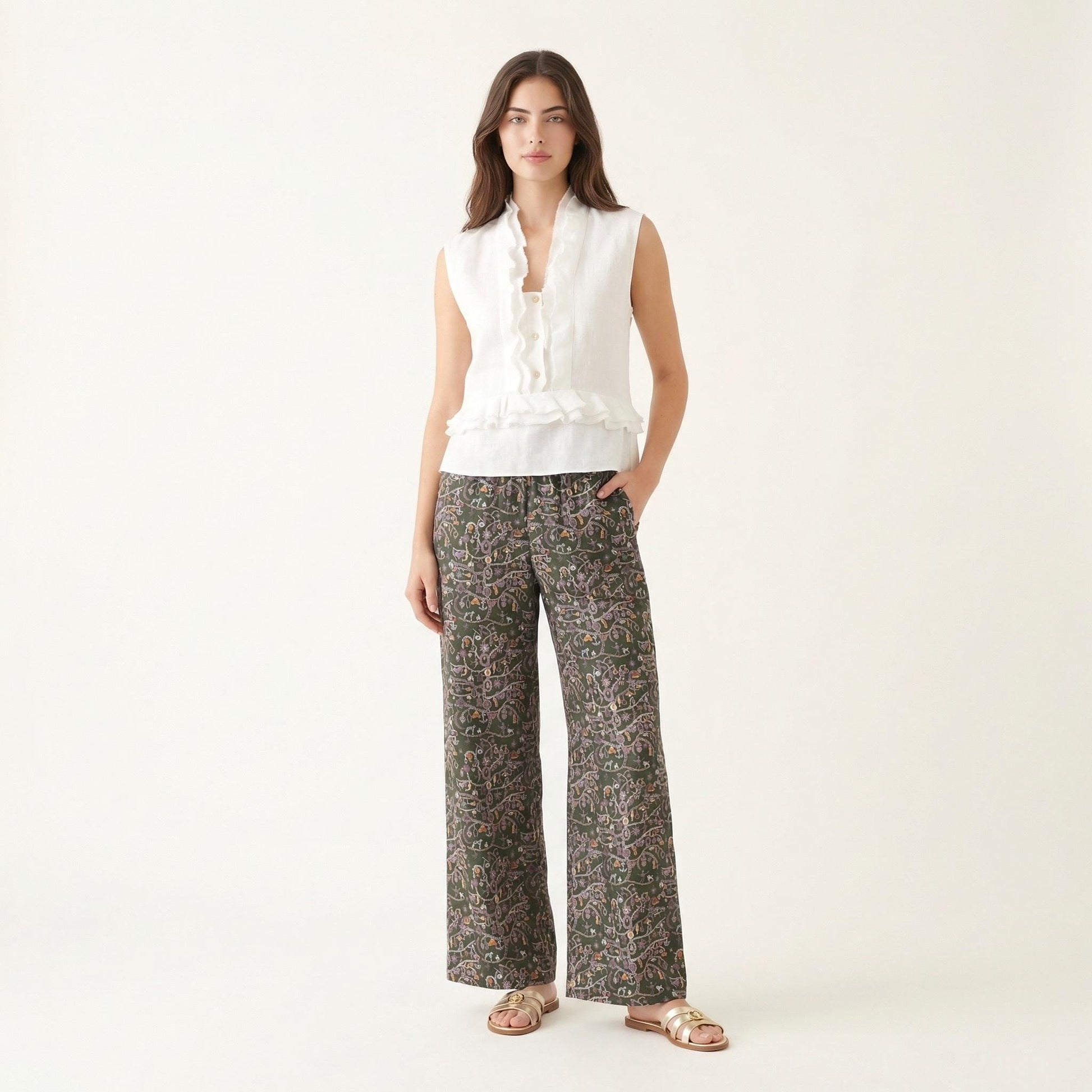Liberty London Palazzo Pants: Floral Print Wide Leg Trousers