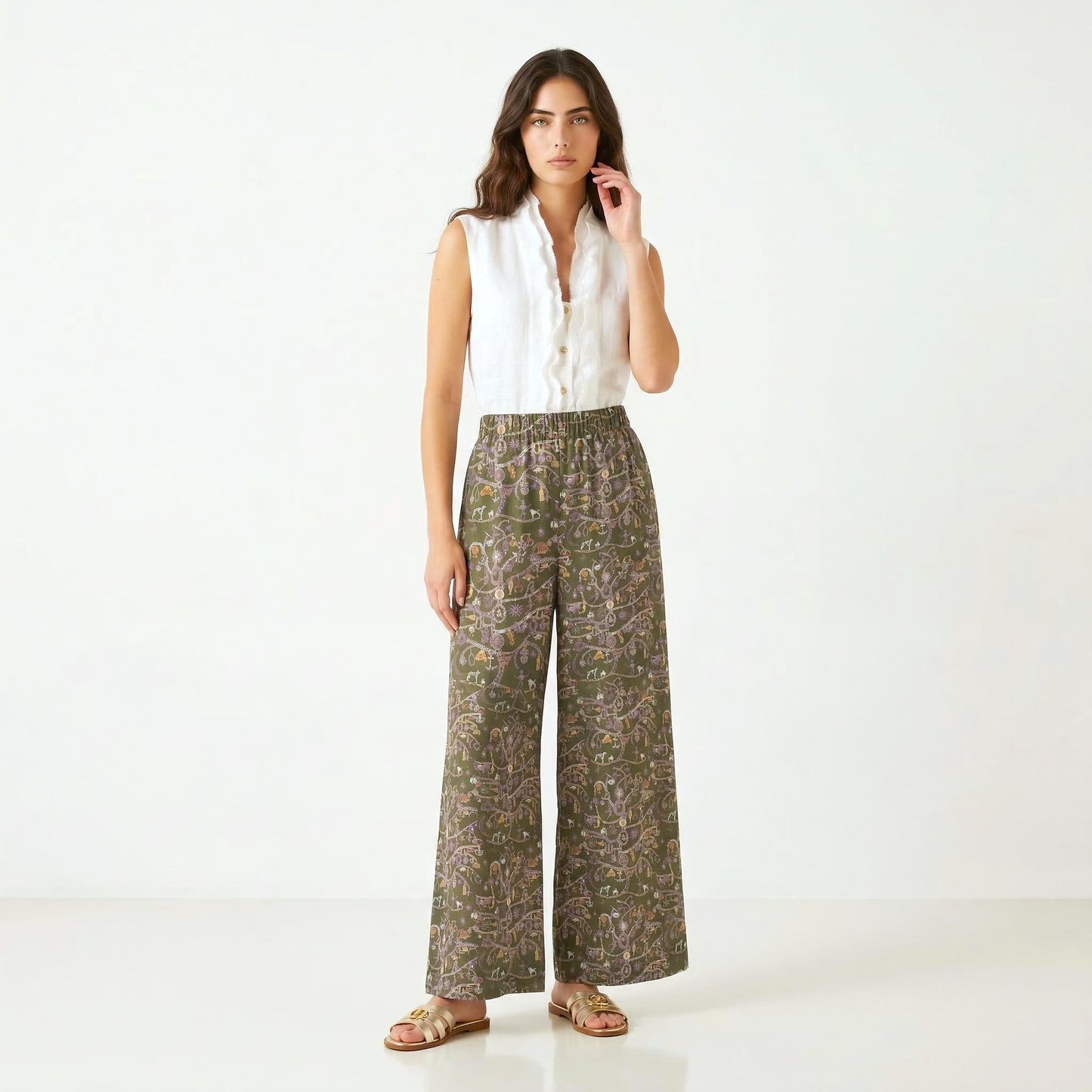 Liberty London Palazzo Pants: Floral Print Wide Leg Trousers