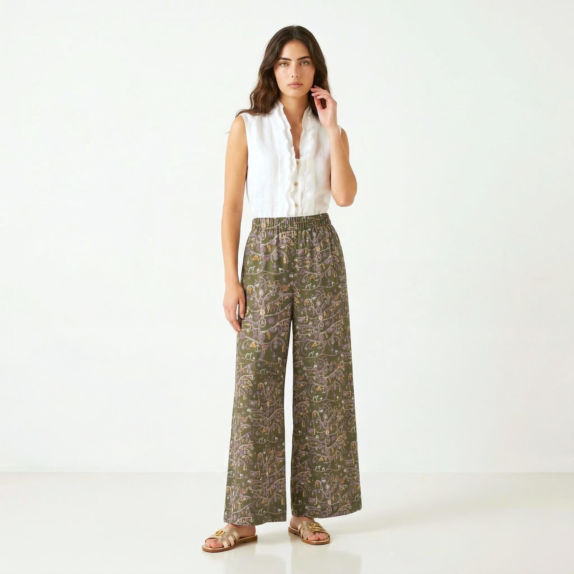 Liberty London Palazzo Pants: Floral Print Wide Leg Trousers