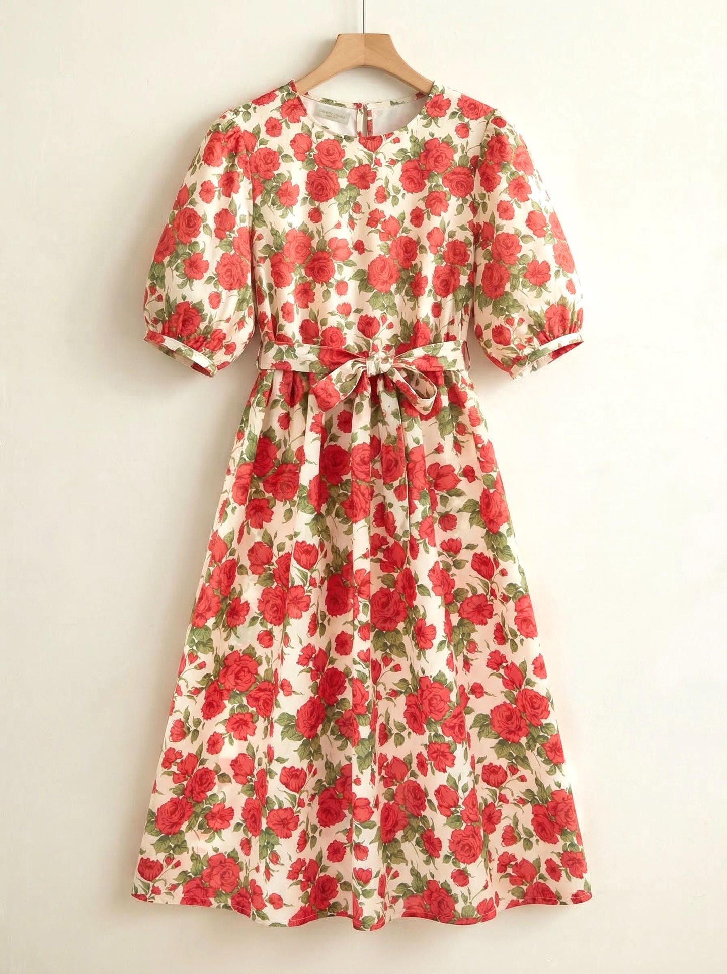 Liberty London Smock Puffed-Sleeves Midi-Length Sun Dress, Sustainable Handmade Womenswear, Botanical Floral-print Cotton Clothing