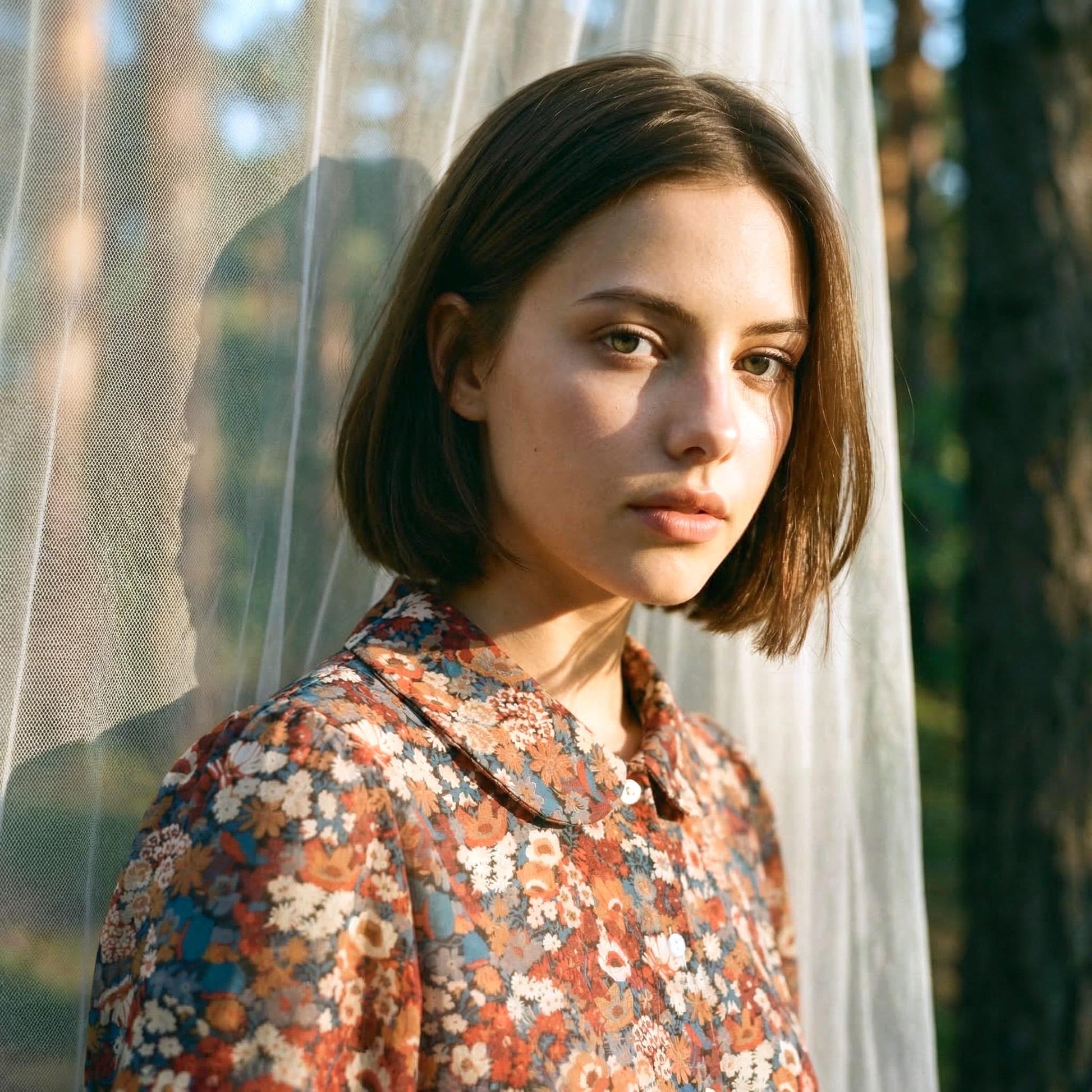 Sleeveless Liberty Woman Top: Ruffle Peter Pan Collar, Floral Print Blouse