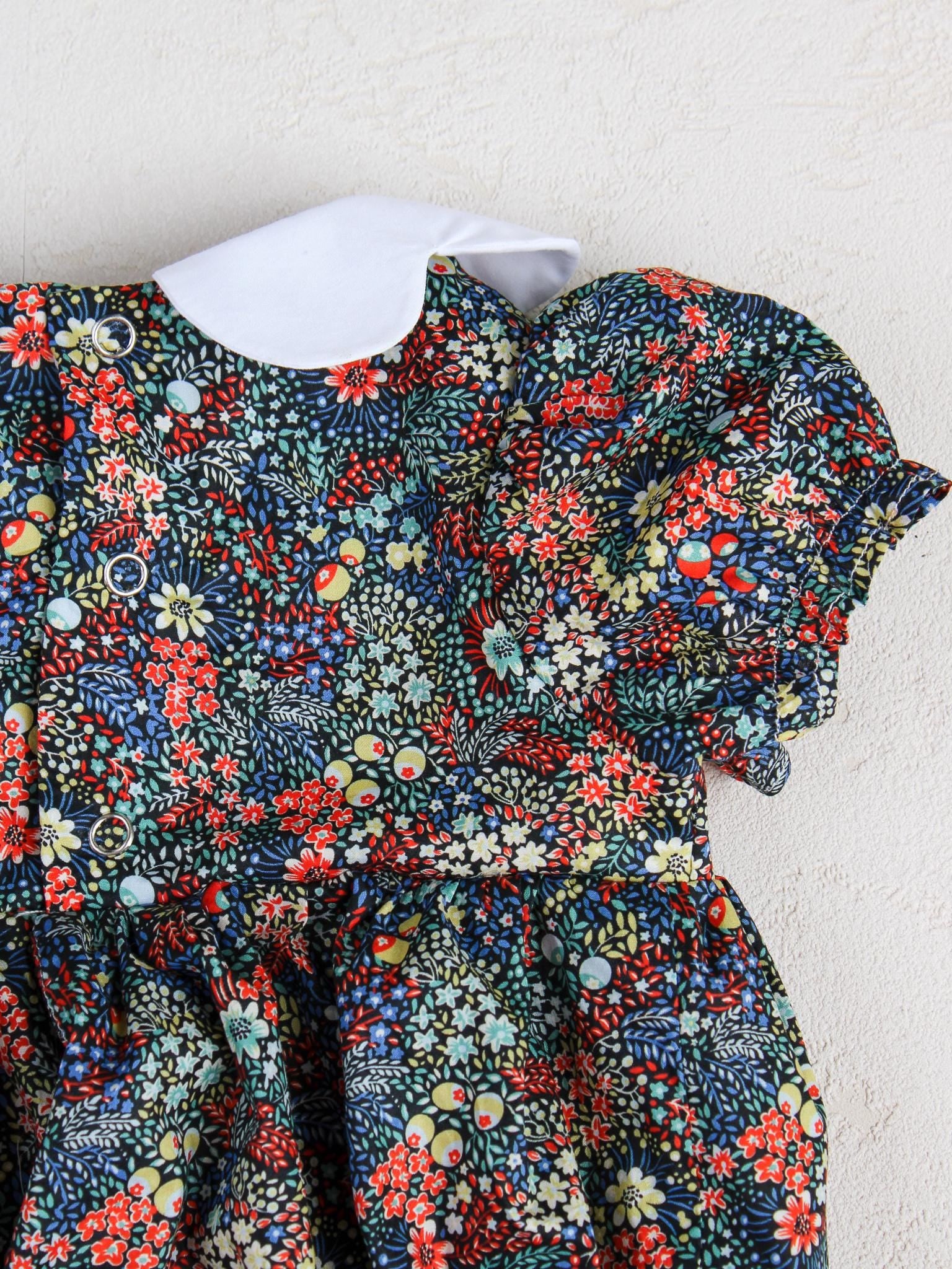 Liberty Baby Bubble Romper: Floral Print, Suspender Onesie