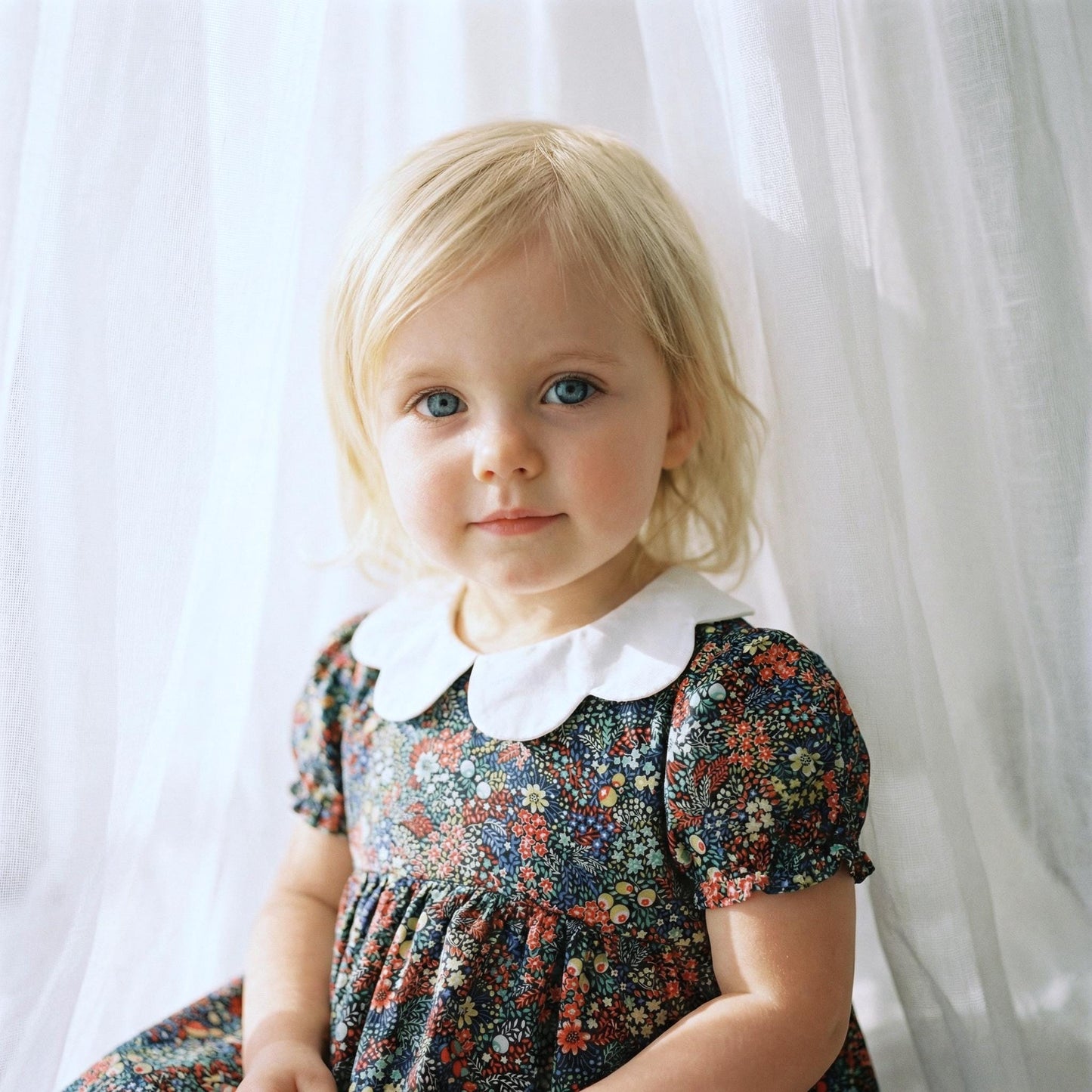 Liberty Baby Bubble Romper: Floral Print, Suspender Onesie