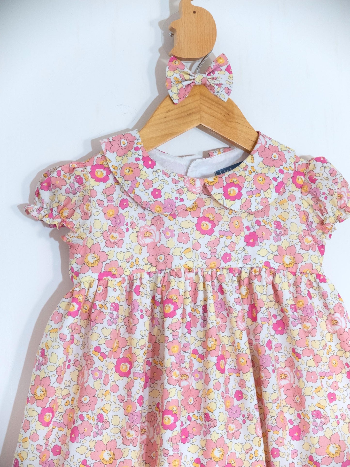 Long Sleeve Liberty London Girl's Dress: Ruffle Collar, Ditsy Floral Cotton