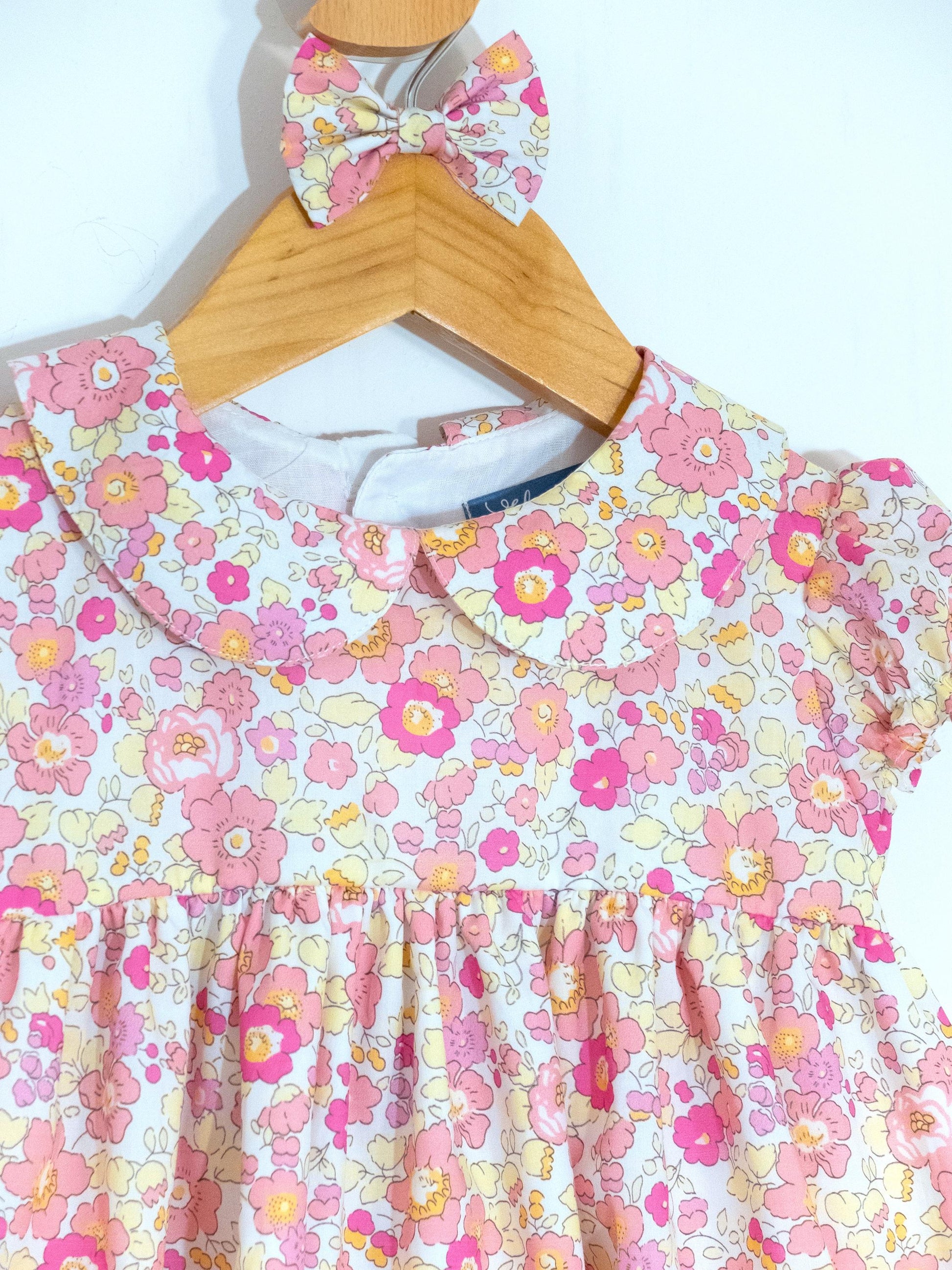 Long Sleeve Liberty London Girl's Dress: Ruffle Collar, Ditsy Floral Cotton