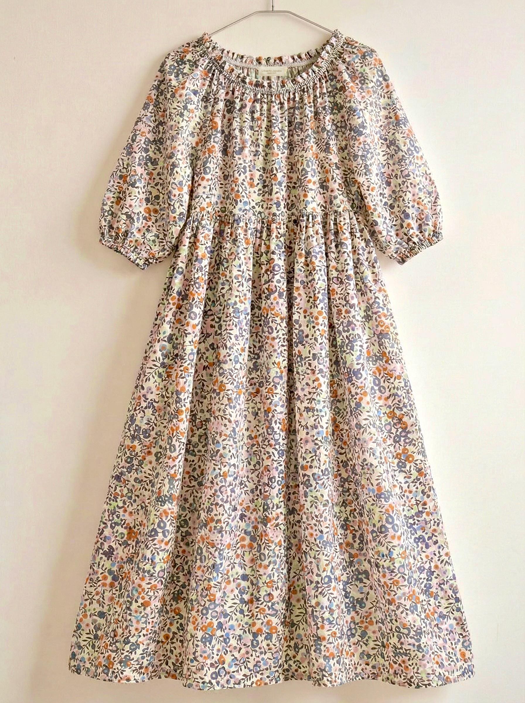 Liberty London Smock Three-quarter Bishop Sleeves Boho Dress, Handmade Personalised Botanical Clothing, Sustainable Womenswear
