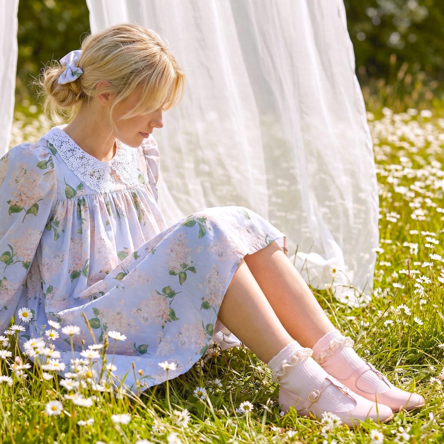 Liberty London Smock Dress, Floral-Print Peter-Pan Collared Handmade Children-wear, Sustainable Cotton Clothing, Long-sleeved Dress