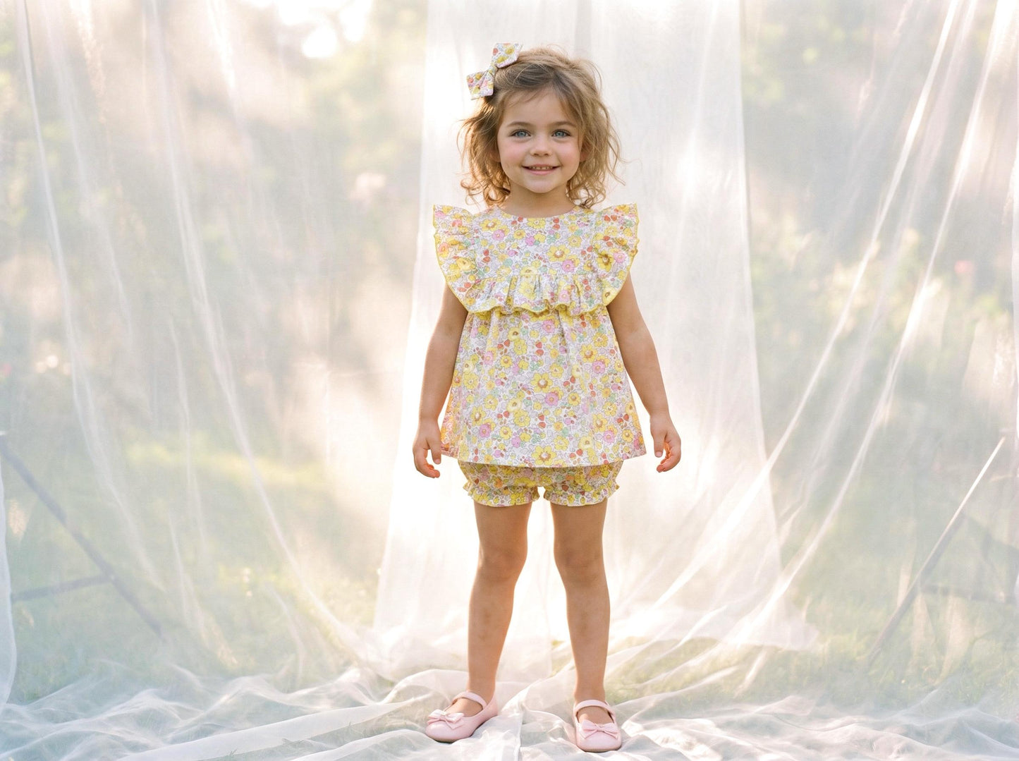 Liberty Print Baby Romper: Long Sleeves, Bubble Floral Cotton