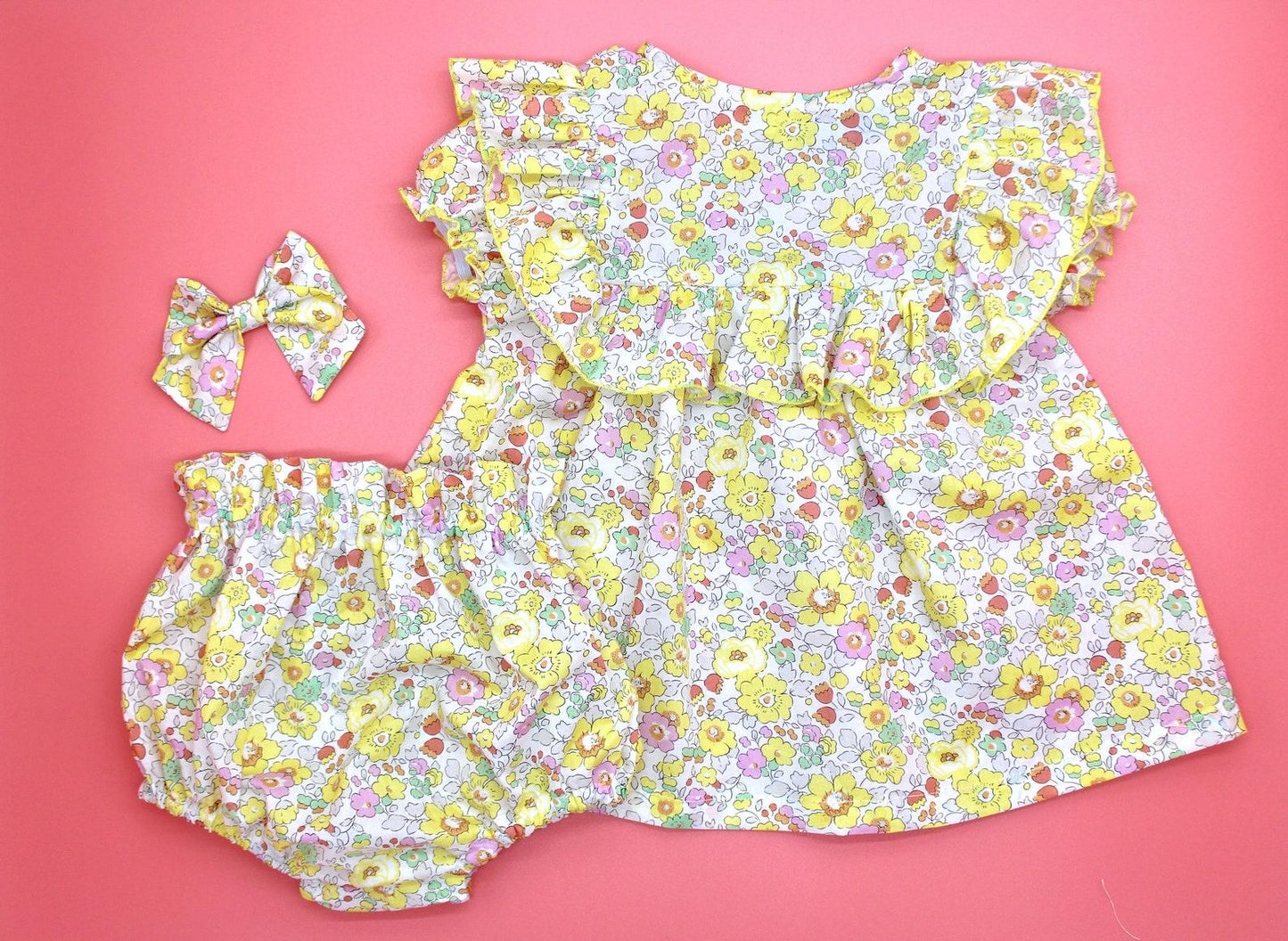 Liberty Print Baby Romper: Long Sleeves, Bubble Floral Cotton