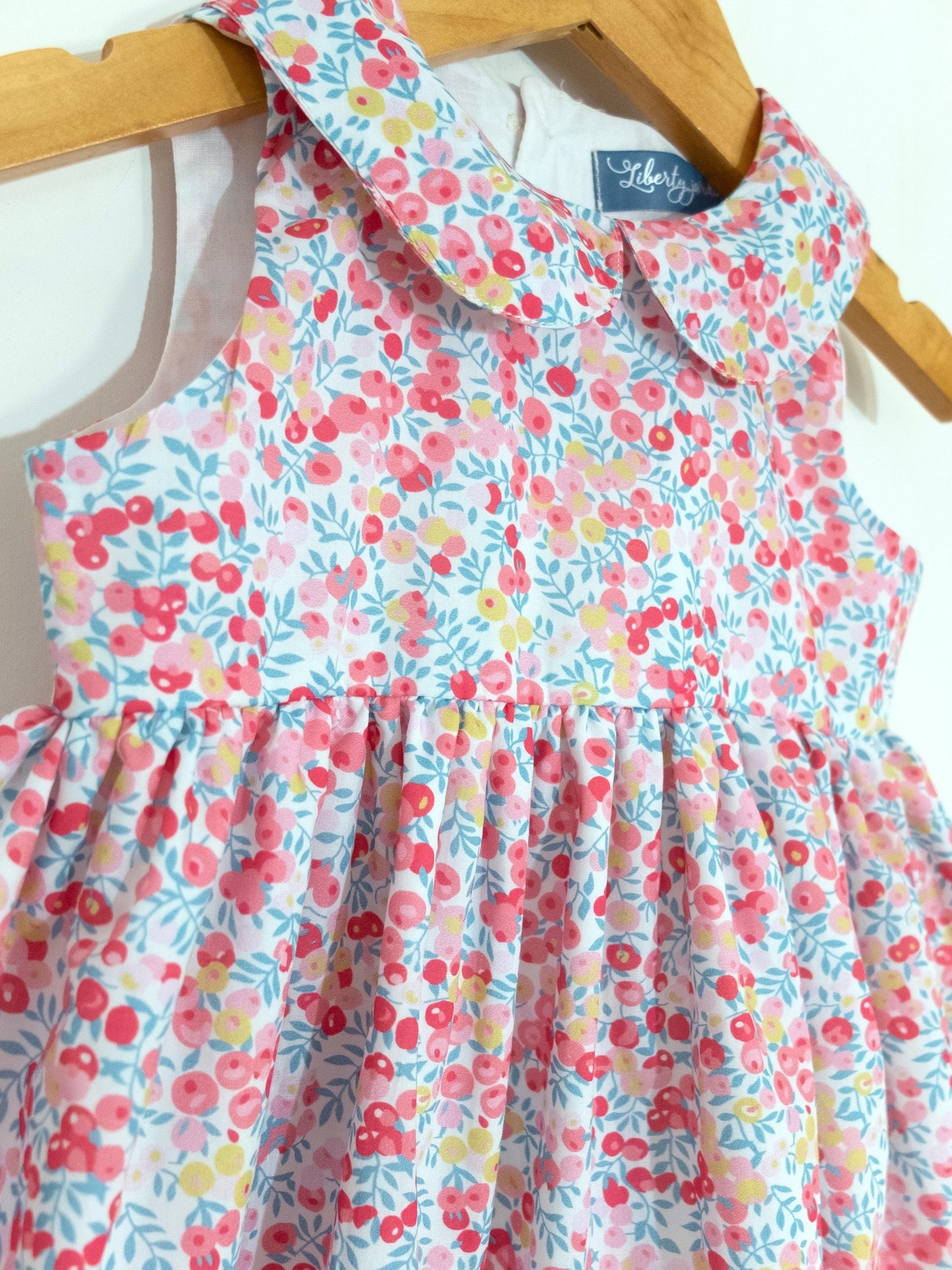 Square Neck Liberty Print Fabric Dress: Puffy Balloon Sleeves, Wiltshire Berries Olive