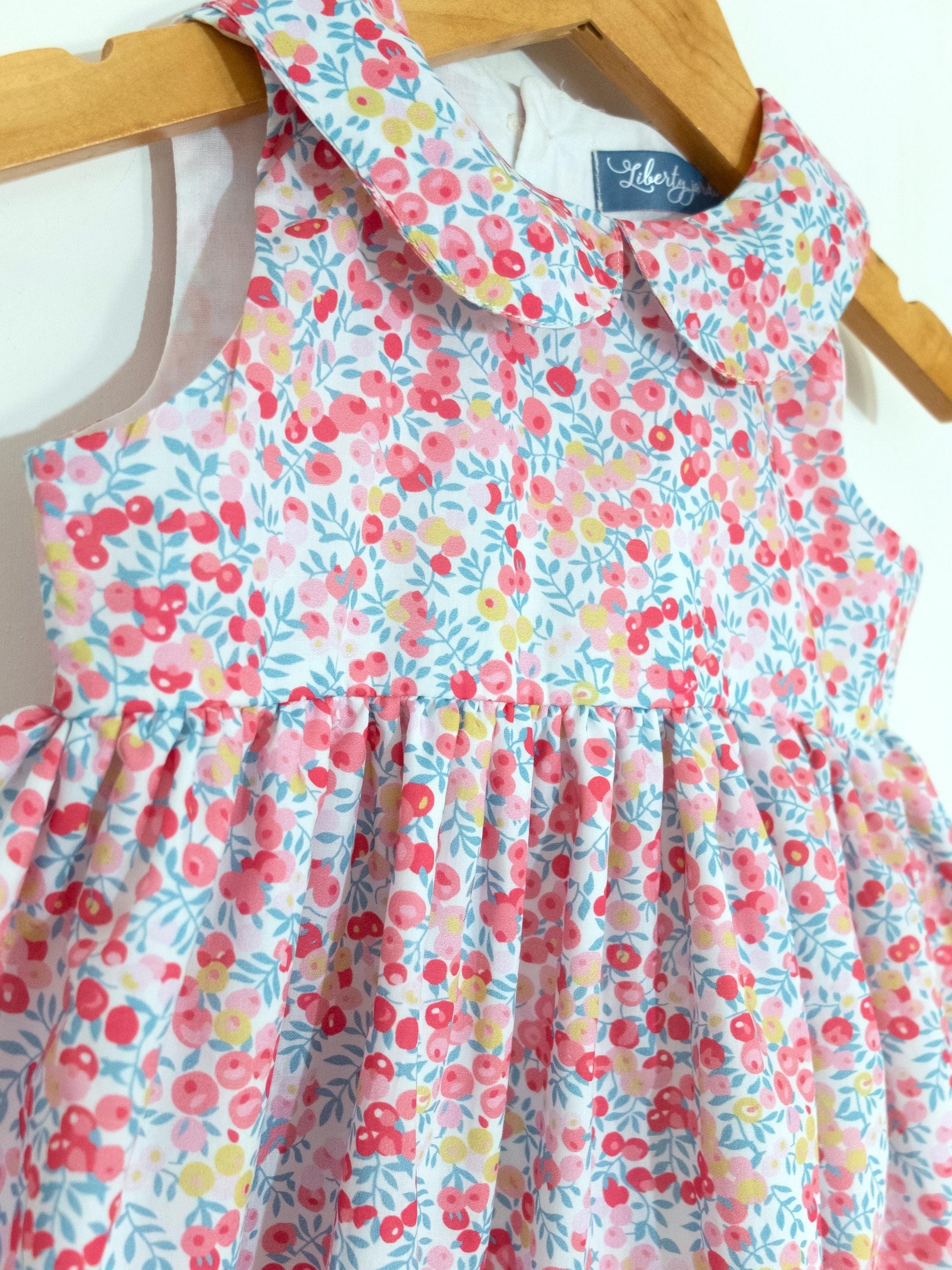 Square Neck Liberty Print Fabric Dress: Puffy Balloon Sleeves, Wiltshire Berries Olive