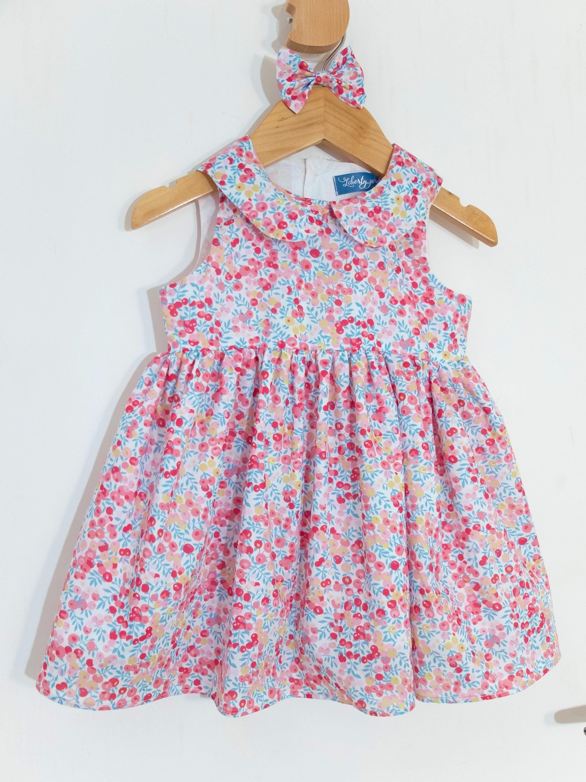 Square Neck Liberty Print Fabric Dress: Puffy Balloon Sleeves, Wiltshire Berries Olive