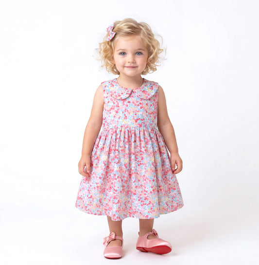 Square Neck Liberty Print Fabric Dress: Puffy Balloon Sleeves, Wiltshire Berries Olive