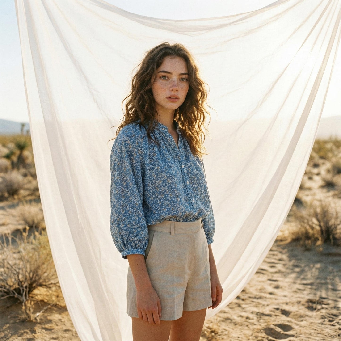 Liberty London Mandarin Collared Button-Up Blouse, Peasant Gathered Botanical Chemise, Handcrafted Womenswear, Sustainable Clothing