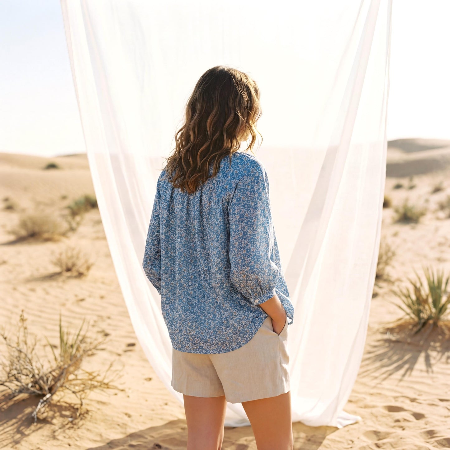 Liberty London Mandarin Collared Button-Up Blouse, Peasant Gathered Botanical Chemise, Handcrafted Womenswear, Sustainable Clothing