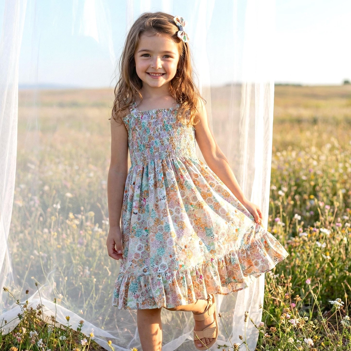 Liberty London Smock Shirred Sundress, Personalised Handmade Children Clothing, Sustainable Tailoring Outfits, Cotton Ethical-wear