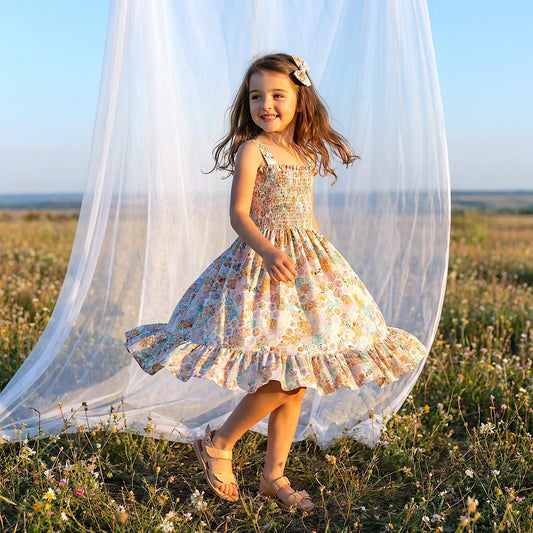 Liberty London Smock Shirred Sundress, Personalised Handmade Children Clothing, Sustainable Tailoring Outfits, Cotton Ethical-wear