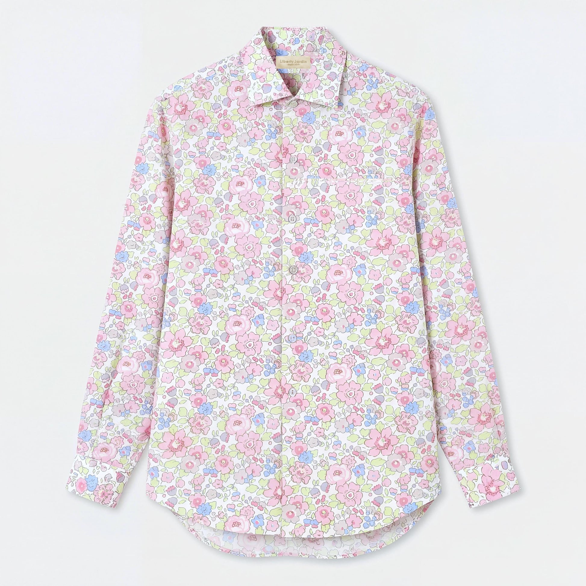 Liberty London Button-Up Long-sleeved Dress Shirt, Botanical Handmade Cotton Clothing, Sustainable Womenswear, Versatile Chemise