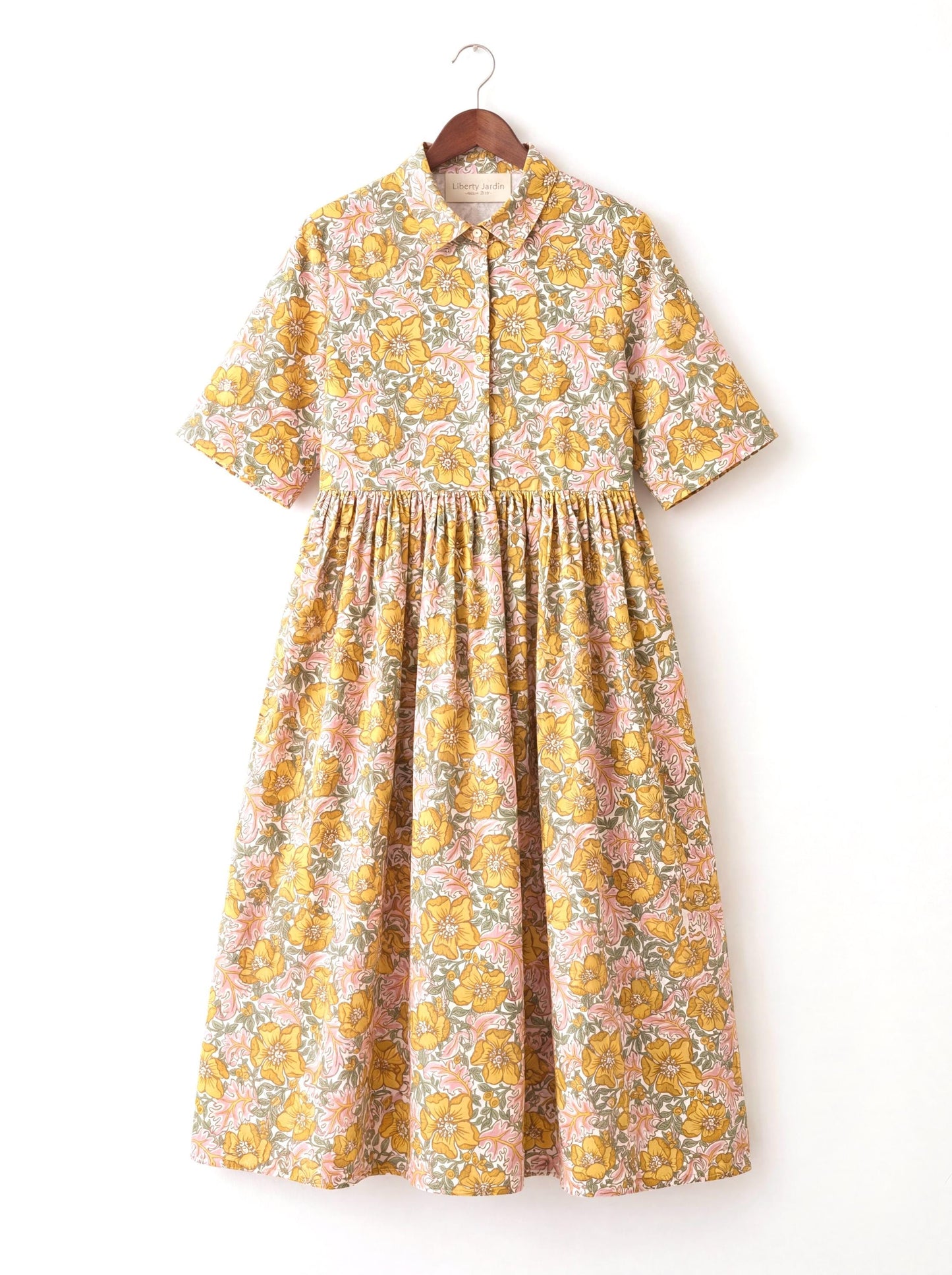 Liberty London Collared Kimono Sleeves Shirtdress, Handmade Botanical Womenswear, Sustainable Slow-fashioned Clothing, Personalised Dress