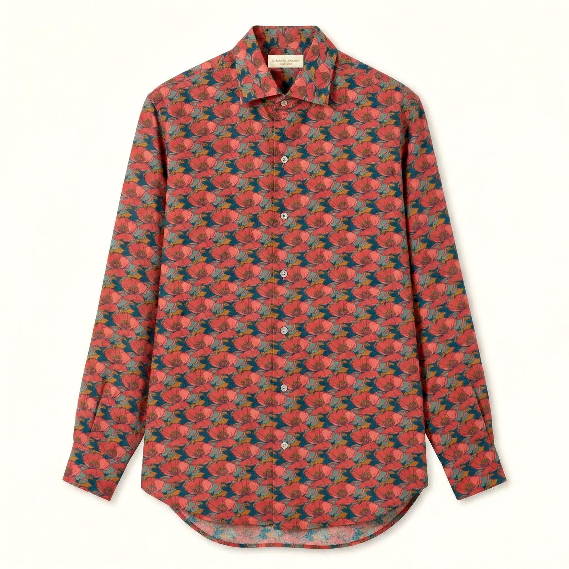 Liberty London Button-up Long-sleeved Dress Shirt, Handmade Botanical Clothing, Sustainable Cotton Womenswear, Tailoring Blouse