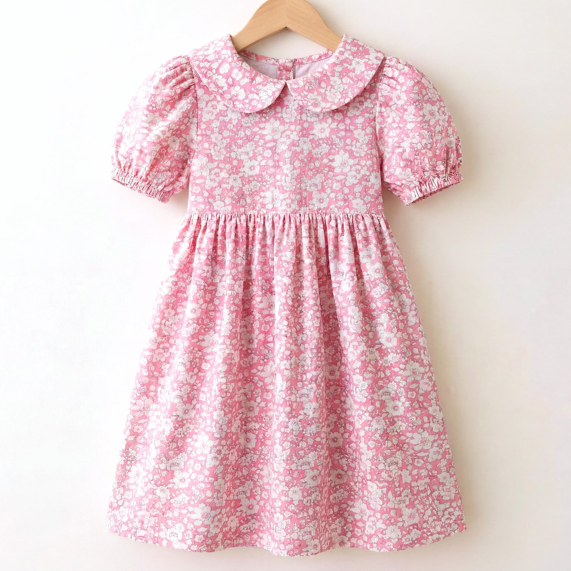 Liberty London Long-sleeved Ruffle-collared Dress, Handmade Floral-Print Children Clothing, Sustainable Eco-friendly Ethical Cotton Outfit