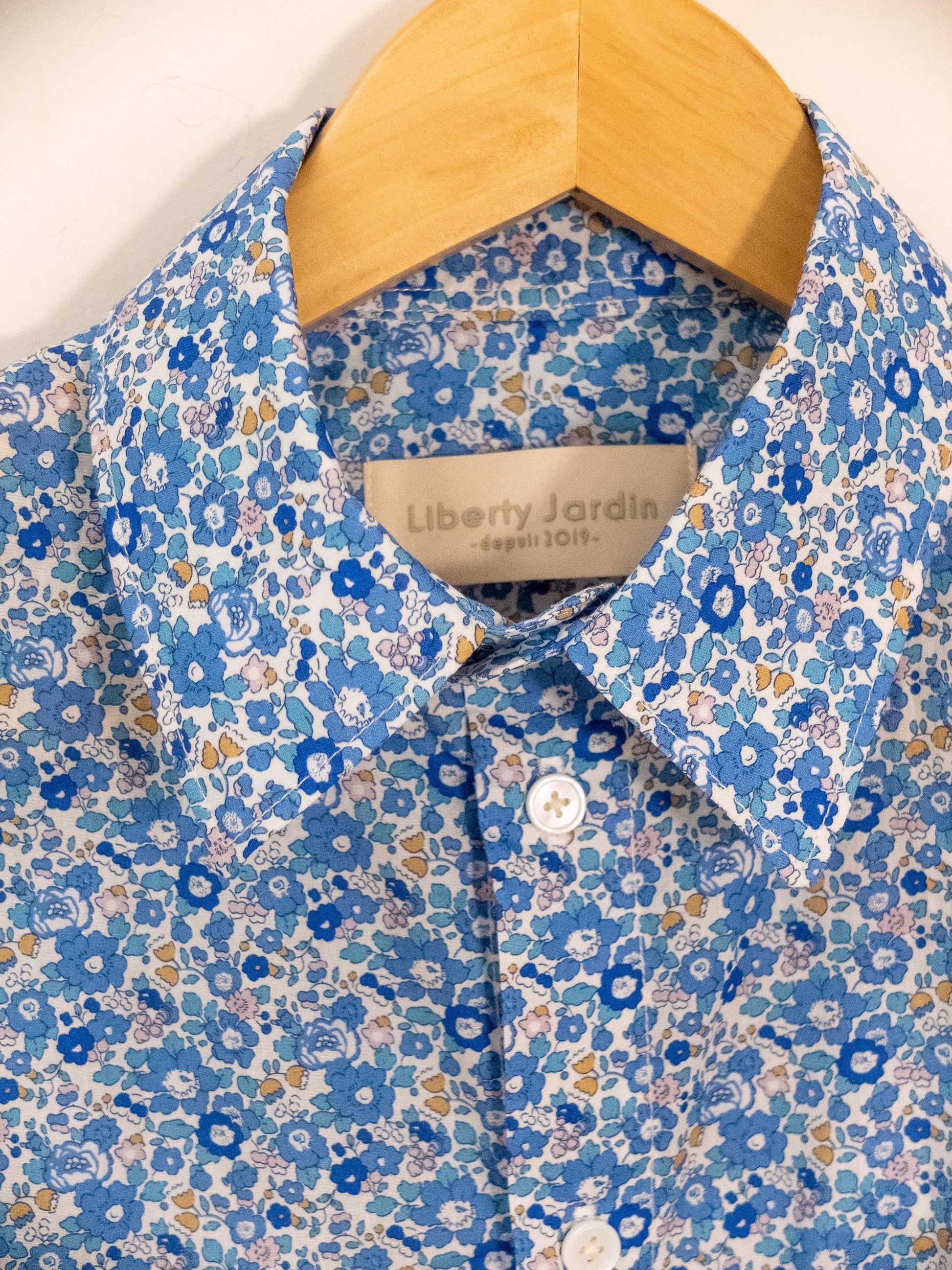 Liberty London Short-sleeved Button-up Shirt, Handmade Cotton Chemise, Lightweight Minimalist Top, Sustainable Personalised Clothing