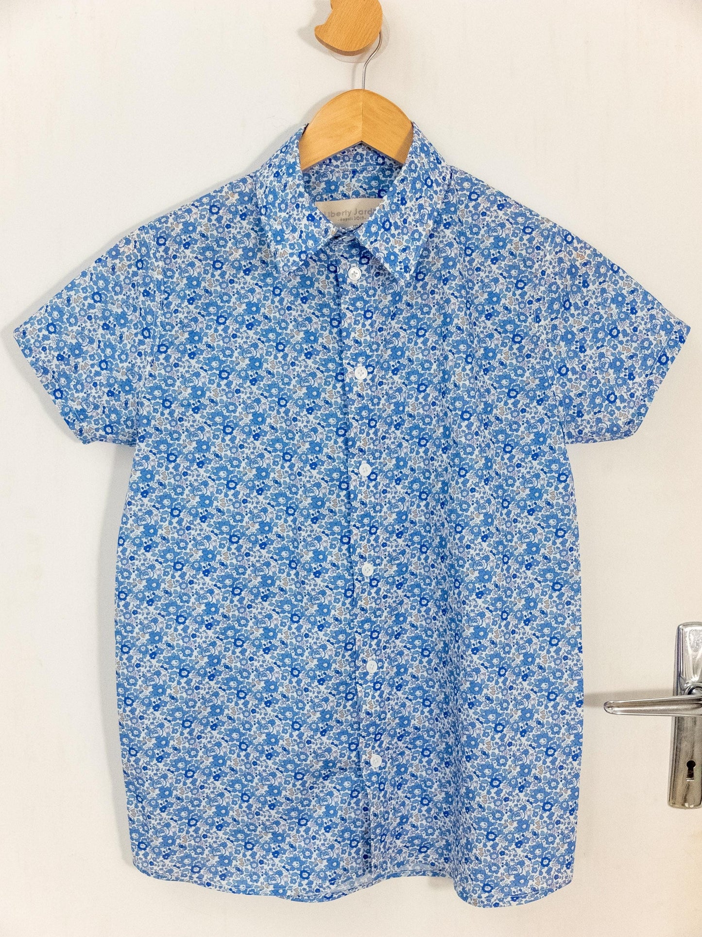 Liberty London Short-sleeved Button-up Shirt, Handmade Cotton Chemise, Lightweight Minimalist Top, Sustainable Personalised Clothing