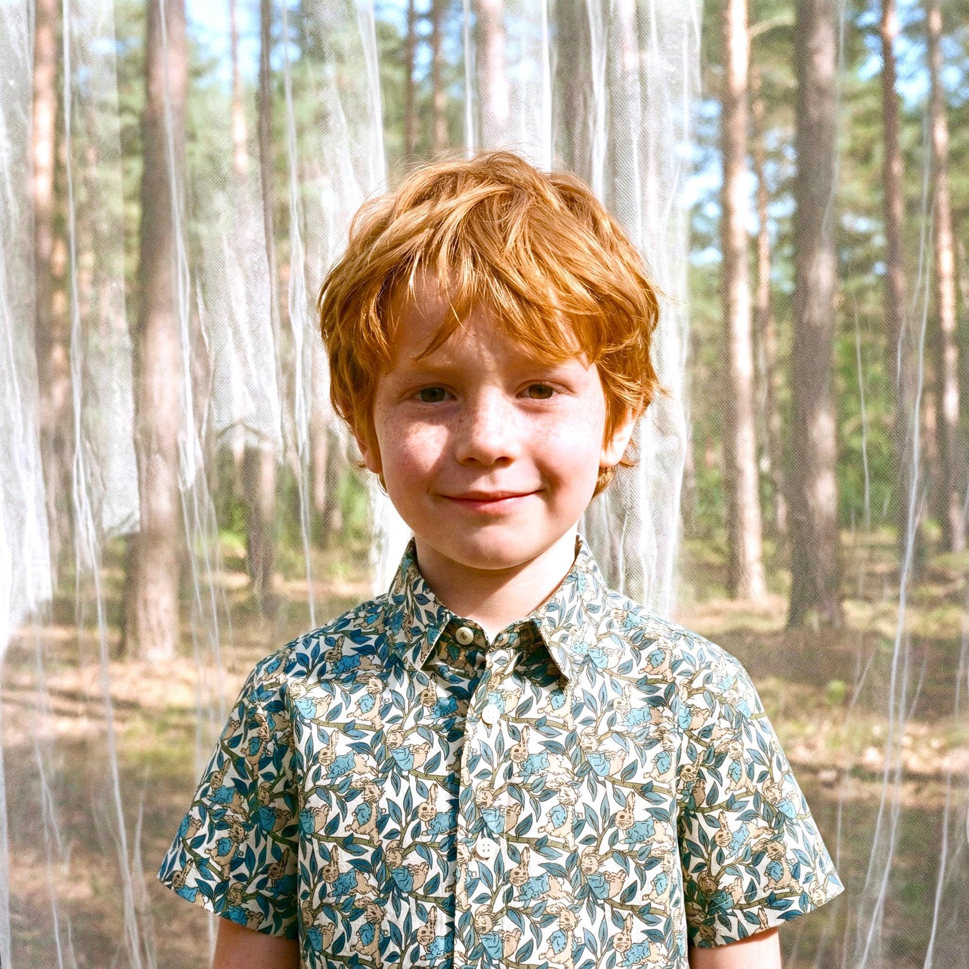 Liberty London Peter Rabbit Short-sleeved Button-up Shirt, Handmade Chemise, Sustainable Personalised Clothing, Customised Children-wear