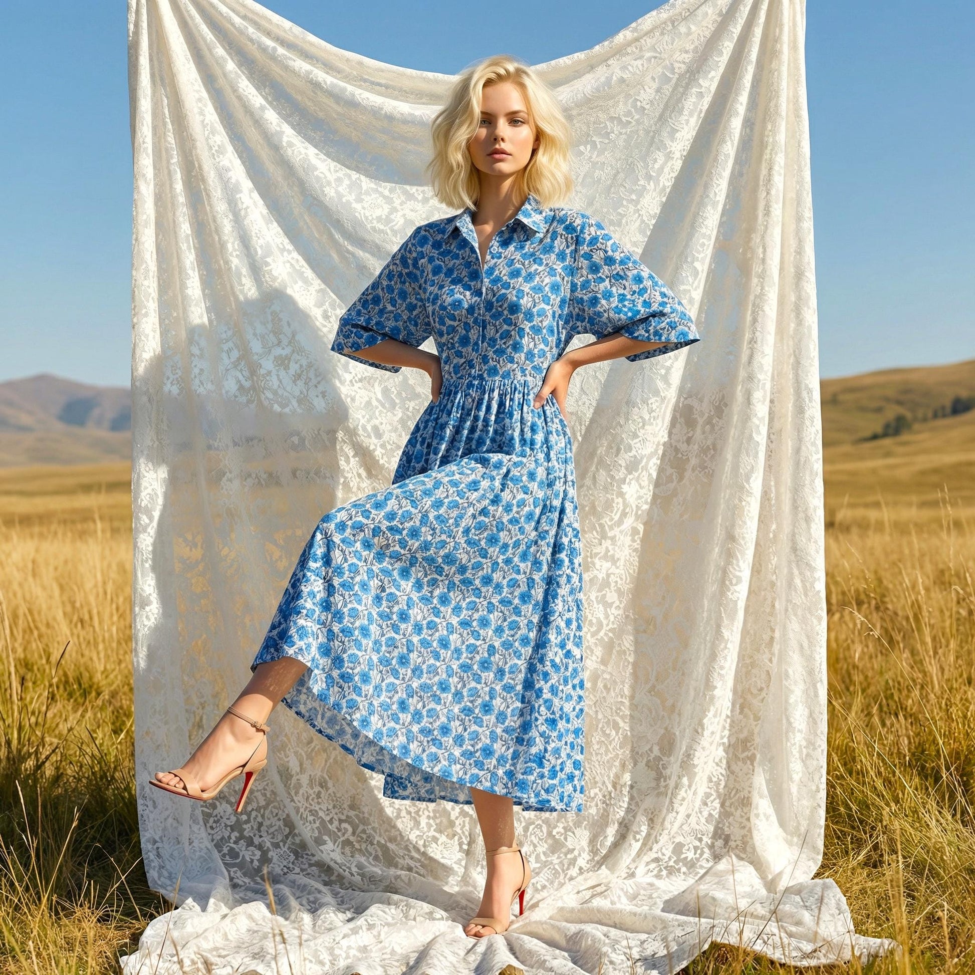 Liberty London Collared Kimono Sleeves Shirtdress, Handmade Botanical Womenswear, Sustainable Slow-fashioned Clothing, Personalised Dress