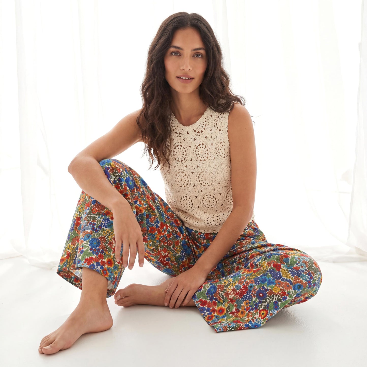 Liberty London Palazzo Trousers, Wide-legged Handmade Personalised Pants, Lightweight Cotton Loungewear Bottoms, Sustainable Clothing