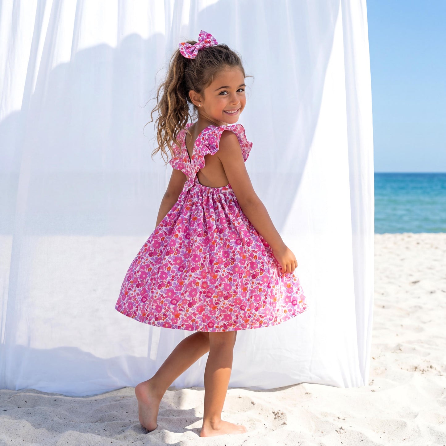 Liberty London Pinafore Sundress, Handmade Sustainable Cotton Clothing, Personalised Children-wear, Customised Tailoring Botanical Dress