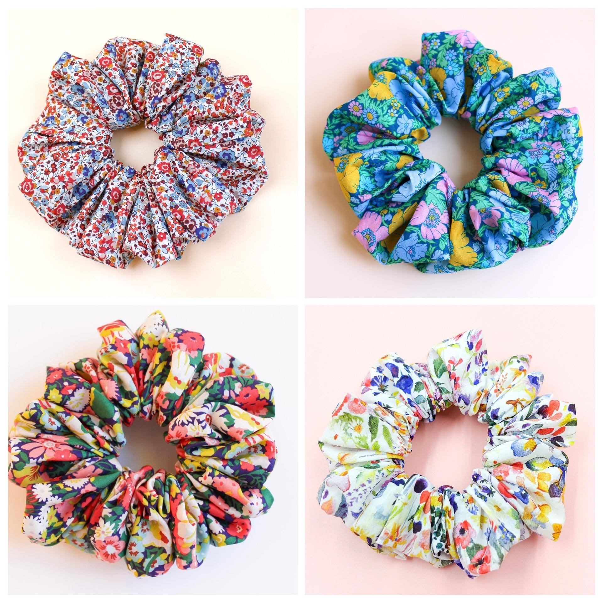 Liberty London Handmade Scrunchies, Personalised Accessories, Versatile Botanical Boho-inspired Hair-ties, Sustainable Customised Hairbands