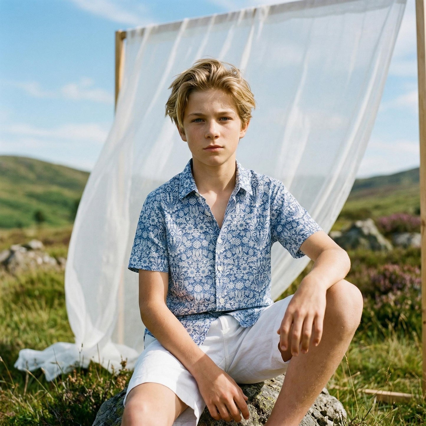 Liberty London Button-up Short-sleeved Shirt, Handmade Cotton Clothing, Tailoring Personalised Chemise, Minimalist Casual Outfits