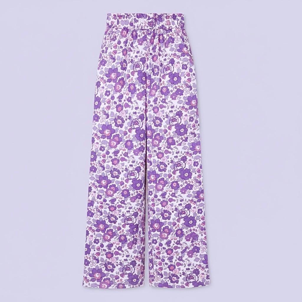 Liberty London Palazzo Trousers, Wide-legged Handmade Personalised Pants, Lightweight Cotton Loungewear Bottoms, Sustainable Clothing