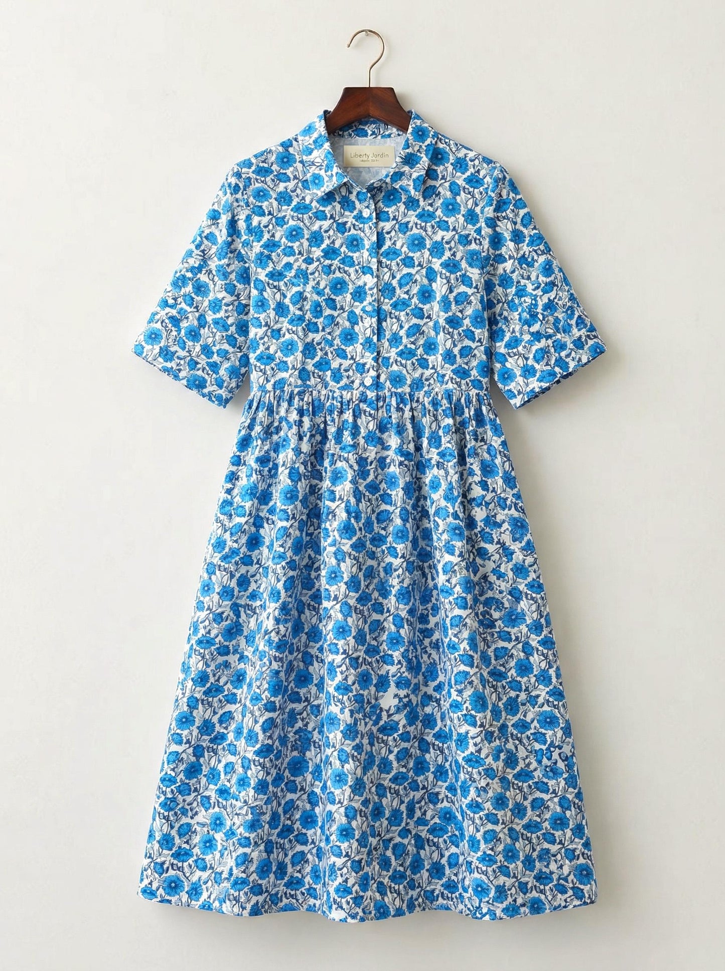Liberty London Collared Kimono Sleeves Shirtdress, Handmade Botanical Womenswear, Sustainable Slow-fashioned Clothing, Personalised Dress