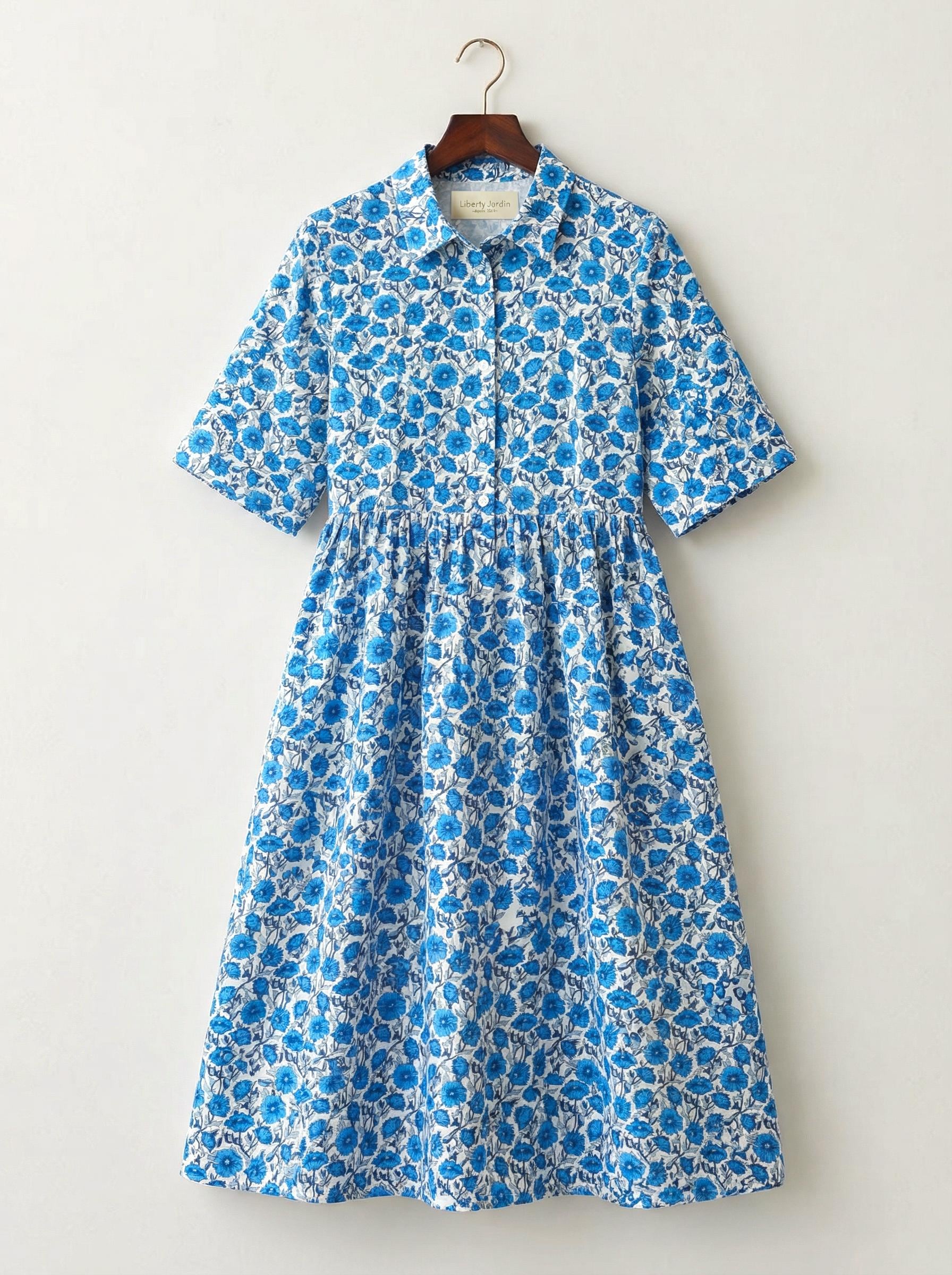 Liberty London Collared Kimono Sleeves Shirtdress, Handmade Botanical Womenswear, Sustainable Slow-fashioned Clothing, Personalised Dress