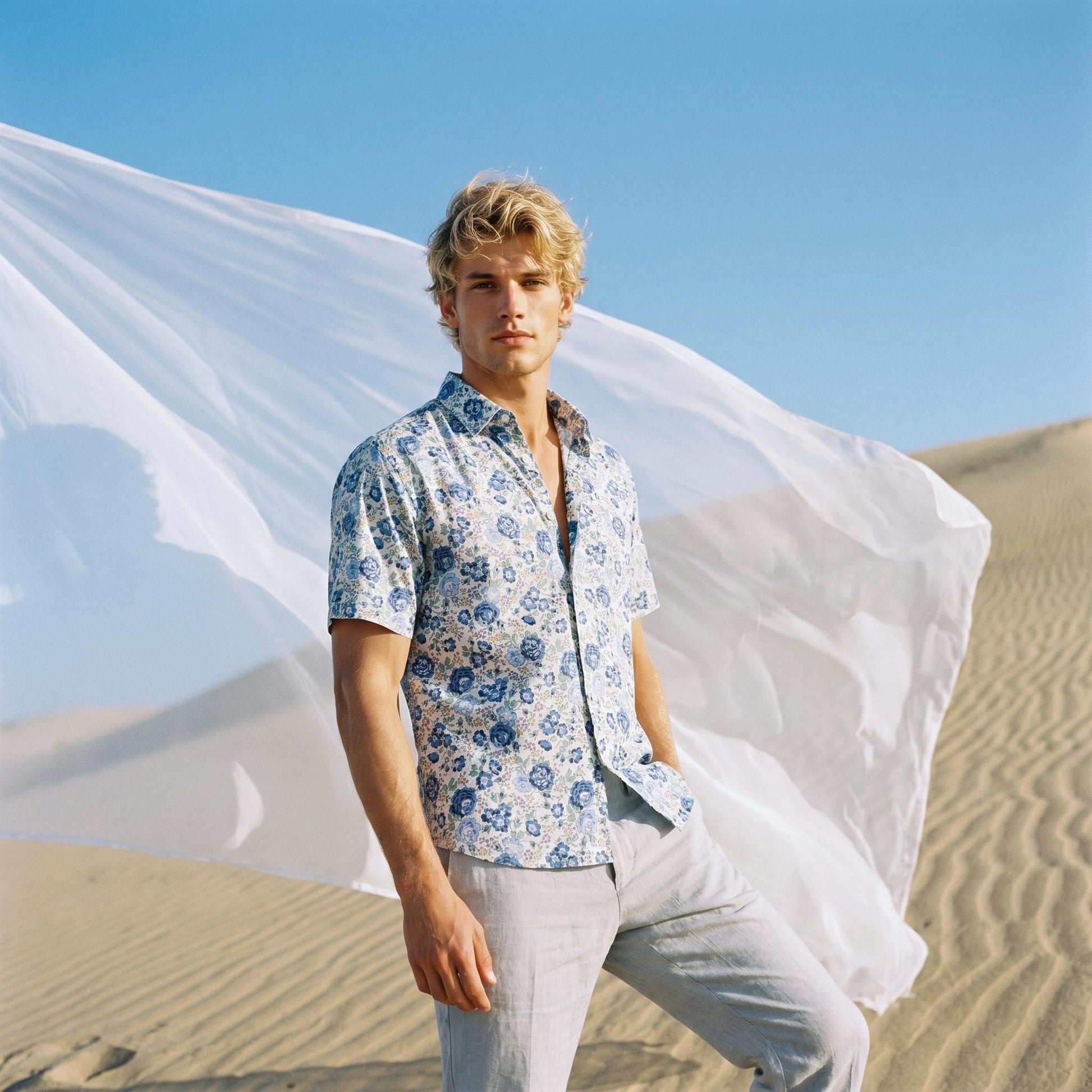 Liberty London Short-sleeved Button-up Cotton Shirt, Handmade Tailoring Chemise, Botanical Sustainable Clothing, Personalised Menswear