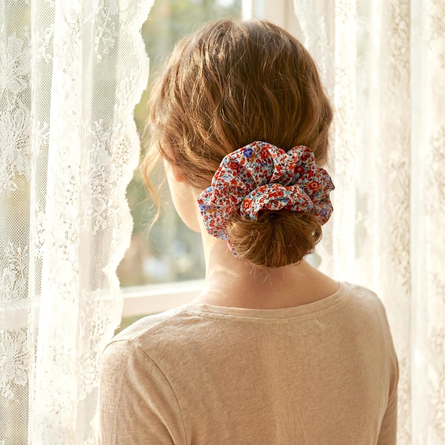 Liberty London Handmade Scrunchies, Personalised Accessories, Versatile Botanical Boho-inspired Hair-ties, Sustainable Customised Hairbands