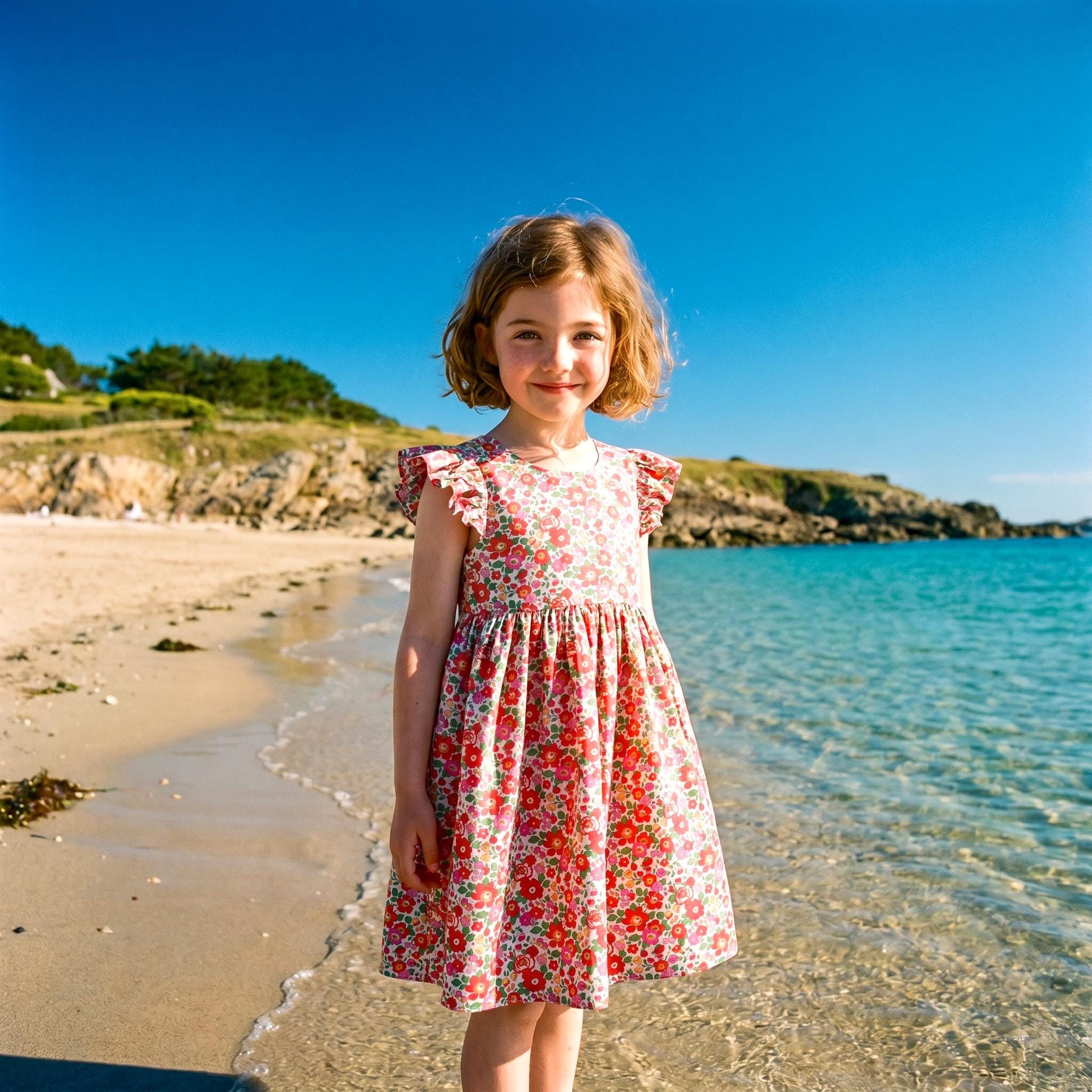 Liberty London Sleeveless Sundress, Handmade Cotton Sustainable Clothing, Personalised Children-wear, Botanical Open Back Dress