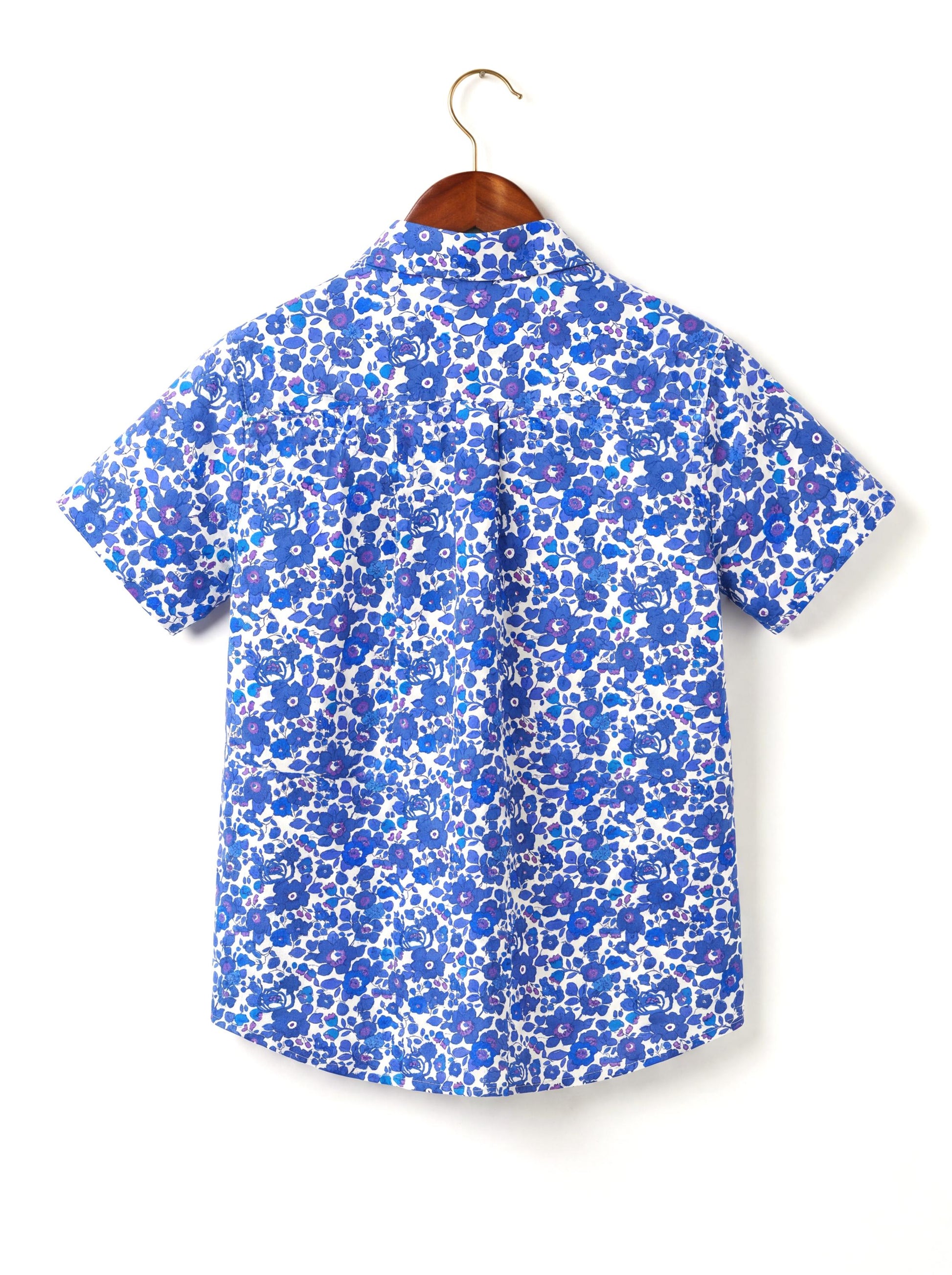 Liberty London Short-sleeved Button-up Shirt, Handmade Botanical Cotton Chemise, Sustainable Personalised Clothing, Customised Children-wear