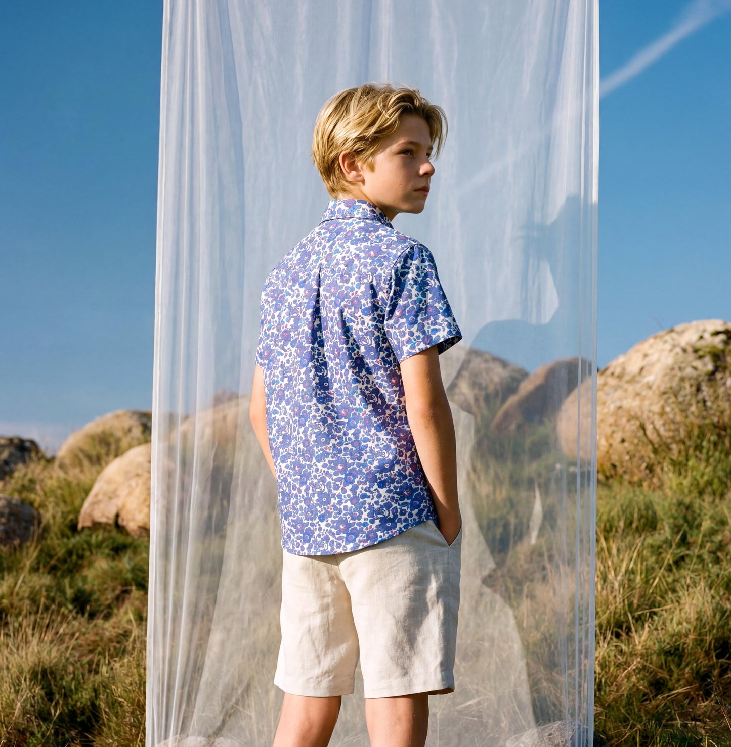 Liberty London Short-sleeved Button-up Shirt, Handmade Botanical Cotton Chemise, Sustainable Personalised Clothing, Customised Children-wear