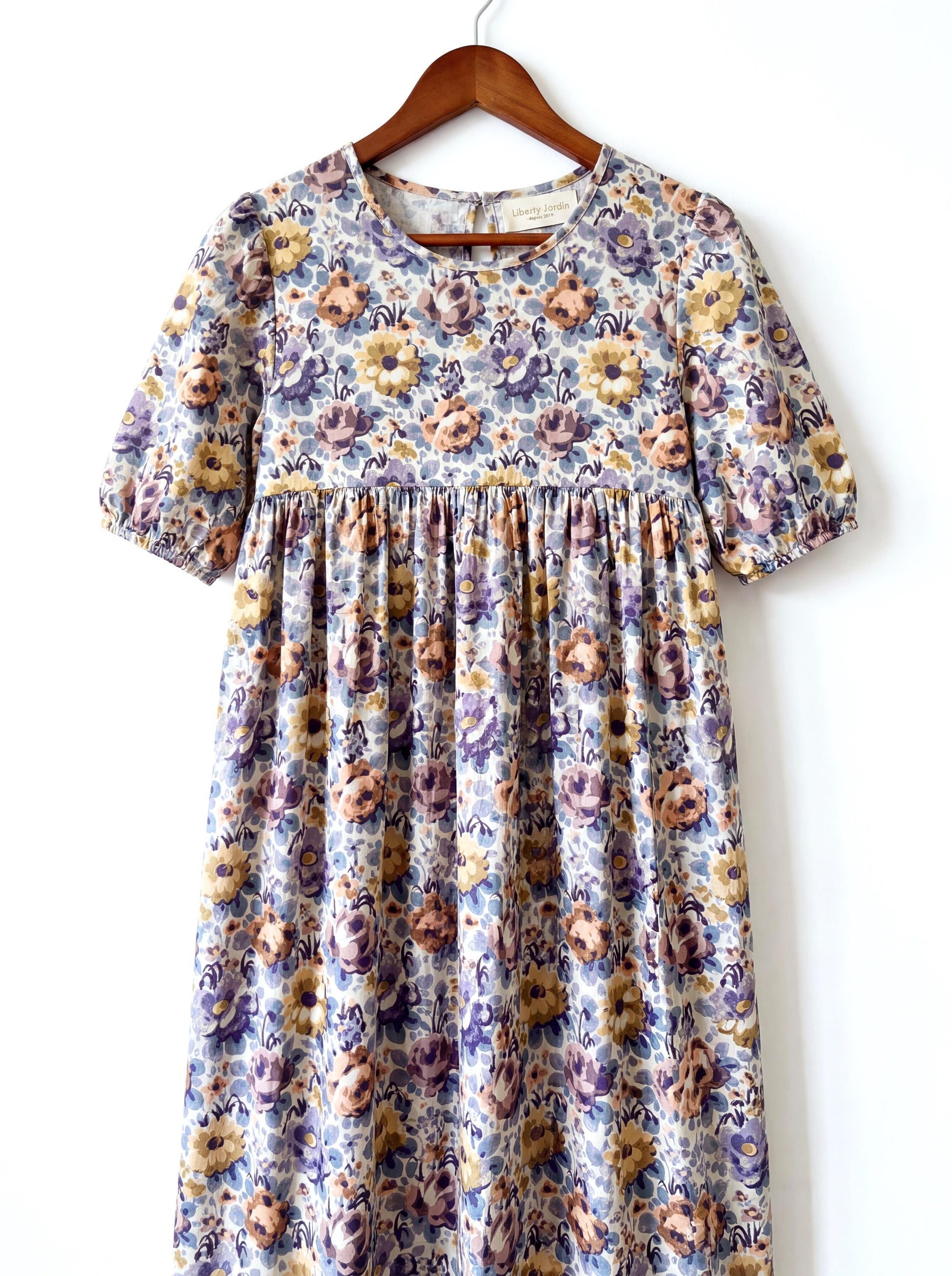 Liberty London Smock Puffed Short-sleeved Dress, Handmade Botanical Clothing, Personalised Sustainable Womenswear, Tailoring Outfits