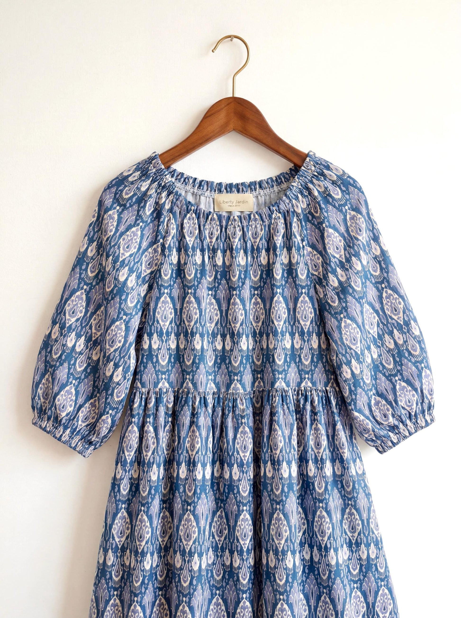 Liberty London Smock Three-quarter Bishop Sleeves Boho Dress, Handmade Personalised Botanical Clothing, Sustainable Womenswear