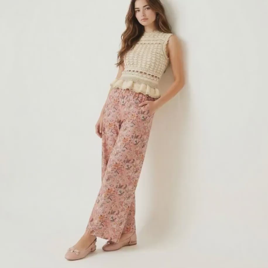 Liberty London Palazzo Trousers, Wide-legged Floral-print Handmade Pants, Lightweight Cotton Loungewear Bottoms, Sustainable Clothing
