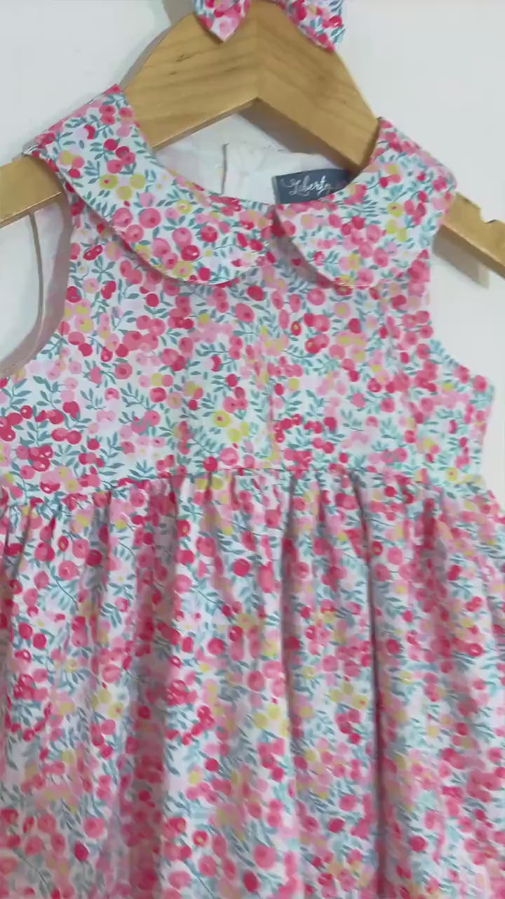 Liberty London Personalised Outfits, Handmade Cotton Minimalist Clothing, Peter Pan Collared Sleeveless Sun Dress