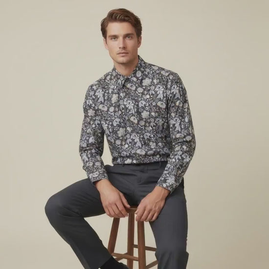 Liberty London Floral Print Cotton Shirt, Slim Fit Long Sleeve Top