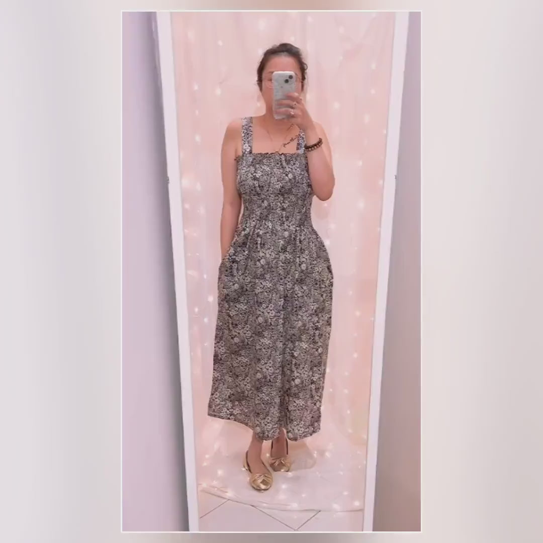 Liberty Smock Dress, Liberty Floral Print, Shirred Floral Dress, Liberty Sun Dress, Liberty Maxi Dress, Ditsy Floral Dress, Liberty Prints
